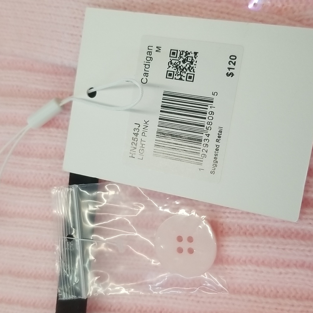NWT Endless Rose Size M Light Pink Ribbed Cardigan - Picture 8 of 9